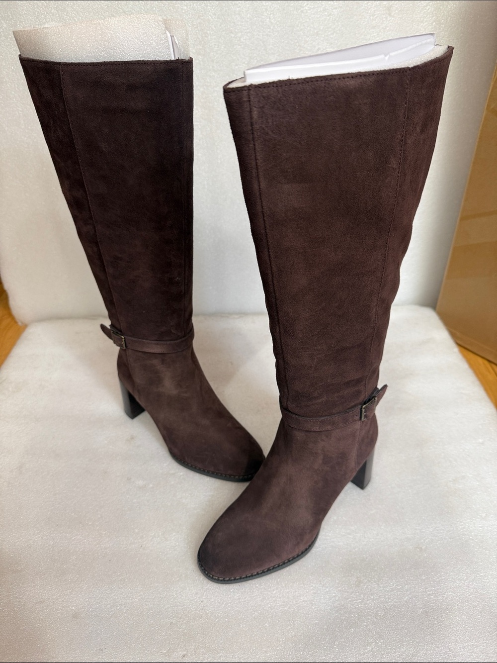 Vionic Valora Leather Knee High Boots Chocolate Ganache Wide Calf